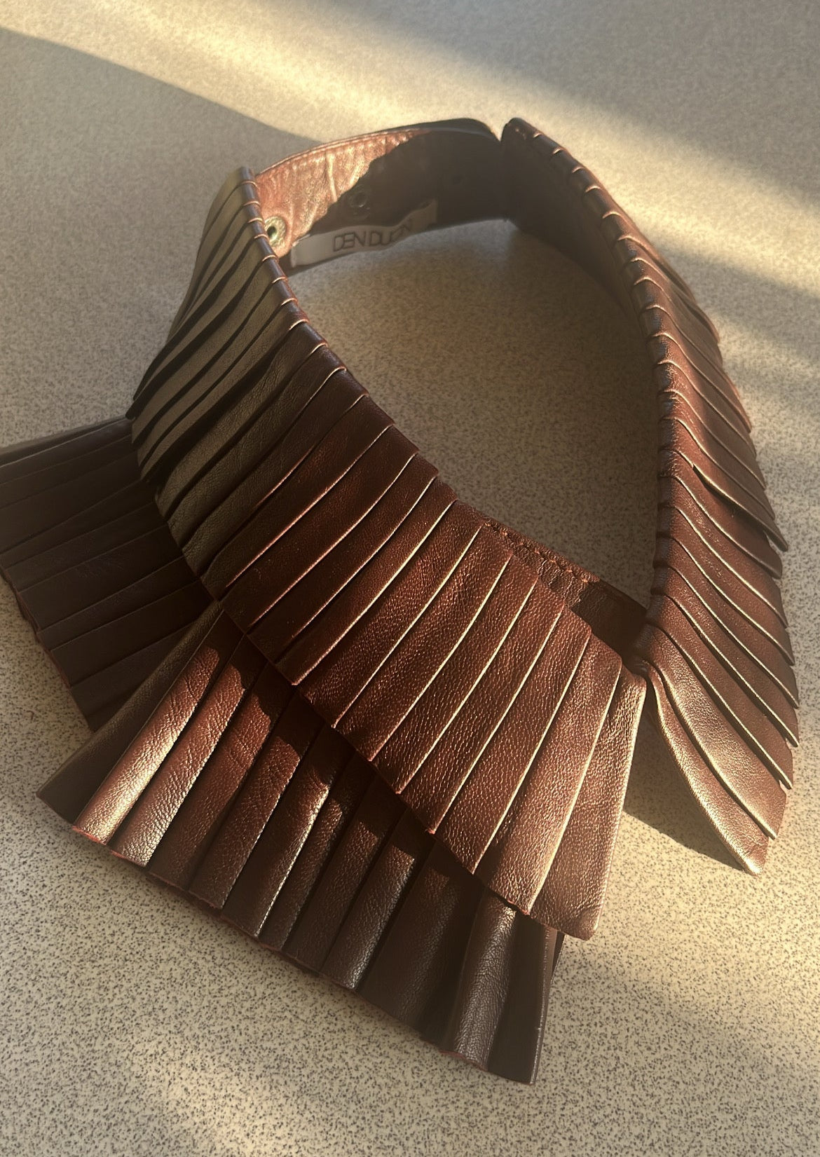 Denduon Piero Leather Collar Chestnut
