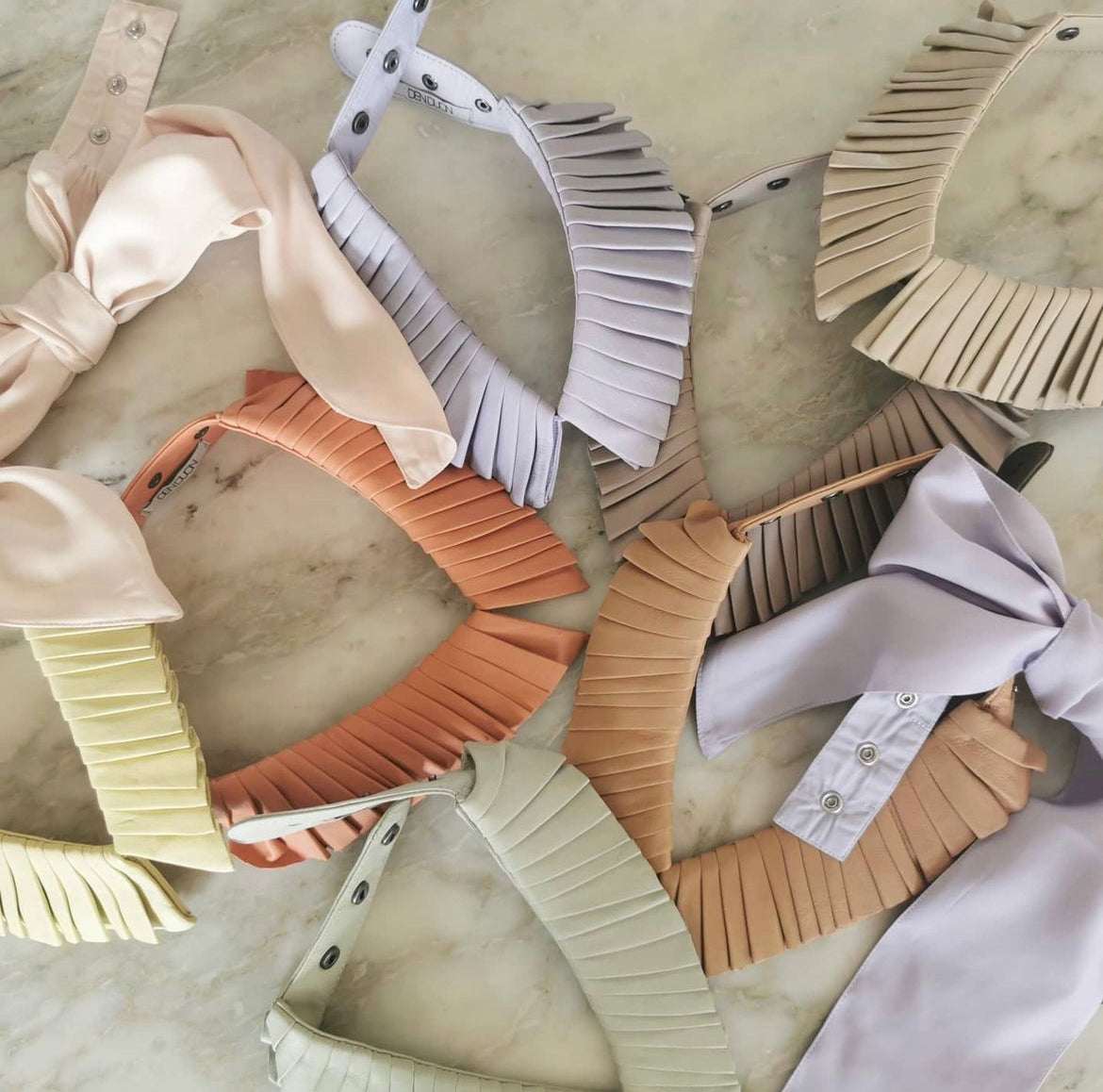 Leather and textile accessories collars and bows