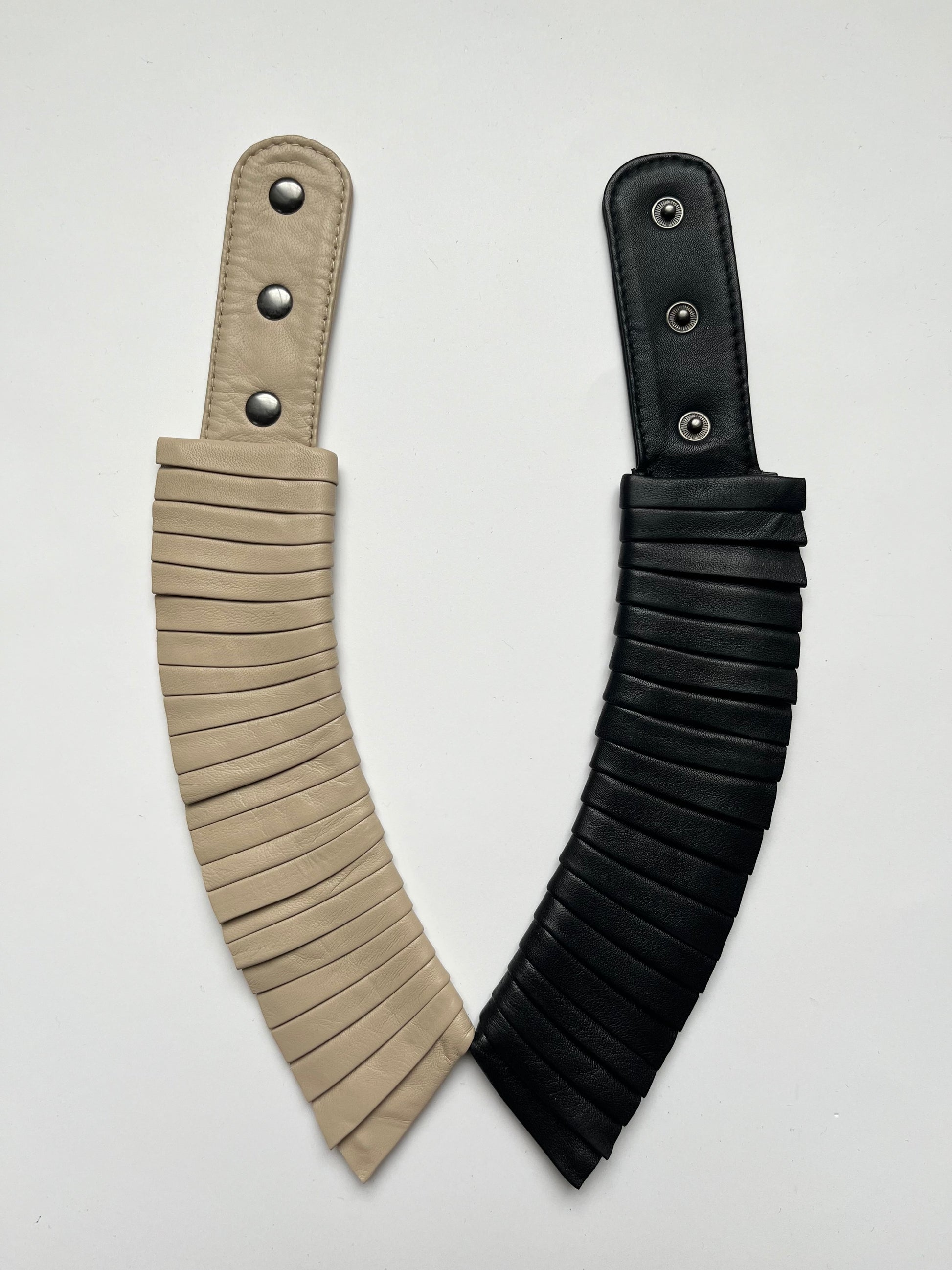 Piero leather collar duo sandbeige black denduon