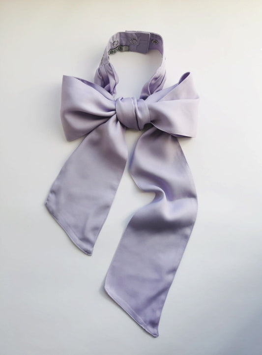 Denduon silky touch bow in lilac color on a white background.